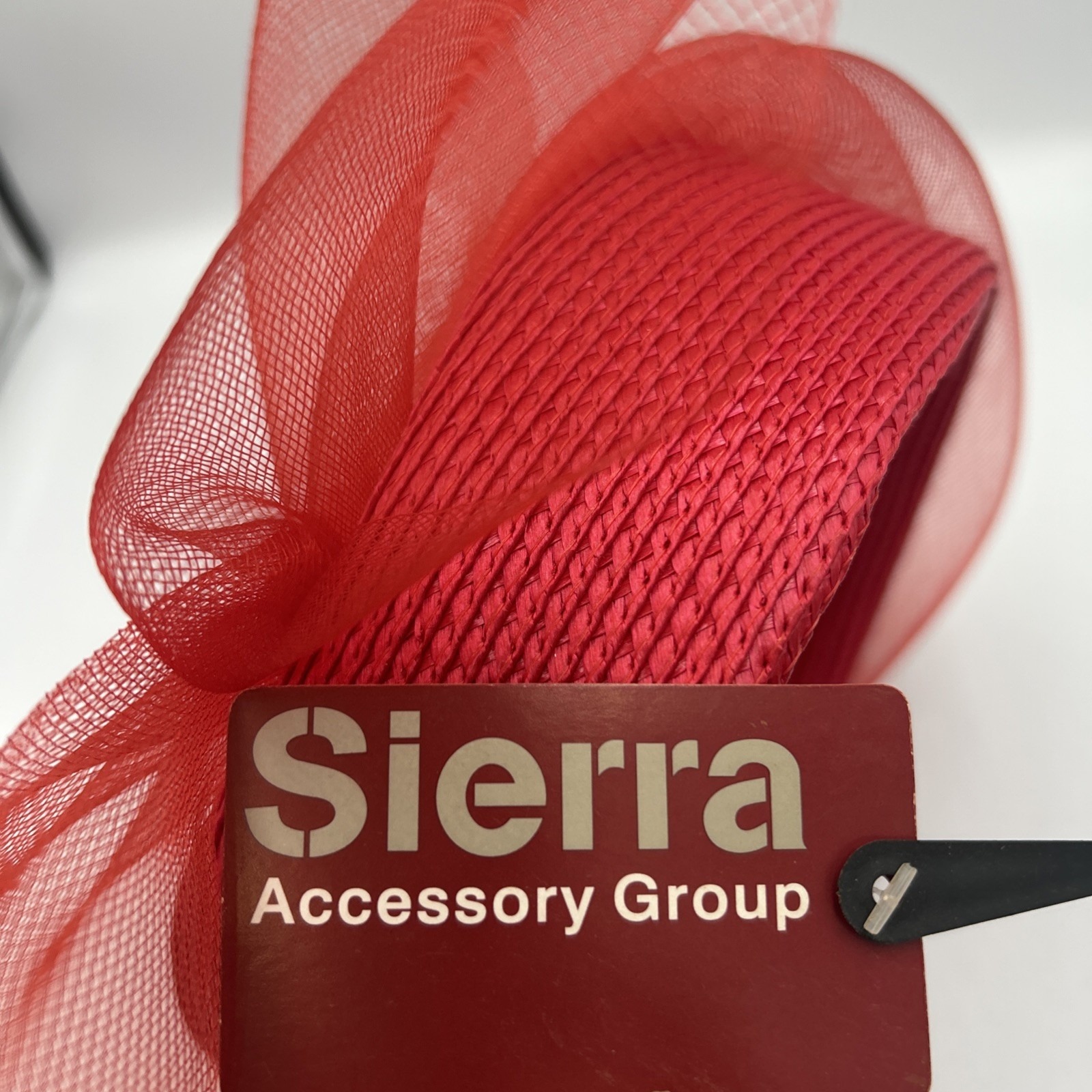 Vibrant Red Fascinator Hat Derby Tulle Bow Bead Church Formal Wedding Tea Party — image 7 of 8